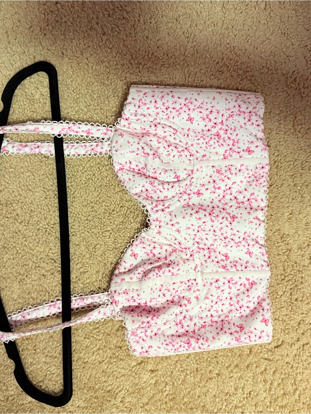 White Fox Boutique Pink Floral Crop Top